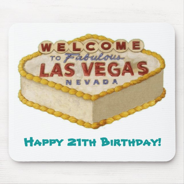 Feliz 21º aniversário! Las Vegas Cake Mousepad (Frente)