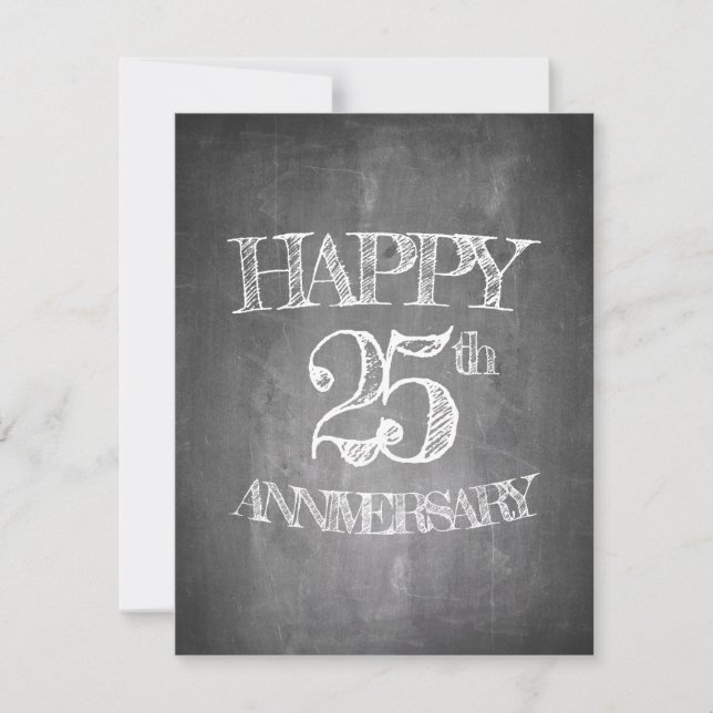 Feliz 25º aniversário em quadro de giz (Frente)