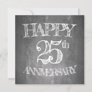 Feliz 25º aniversário em quadro de giz