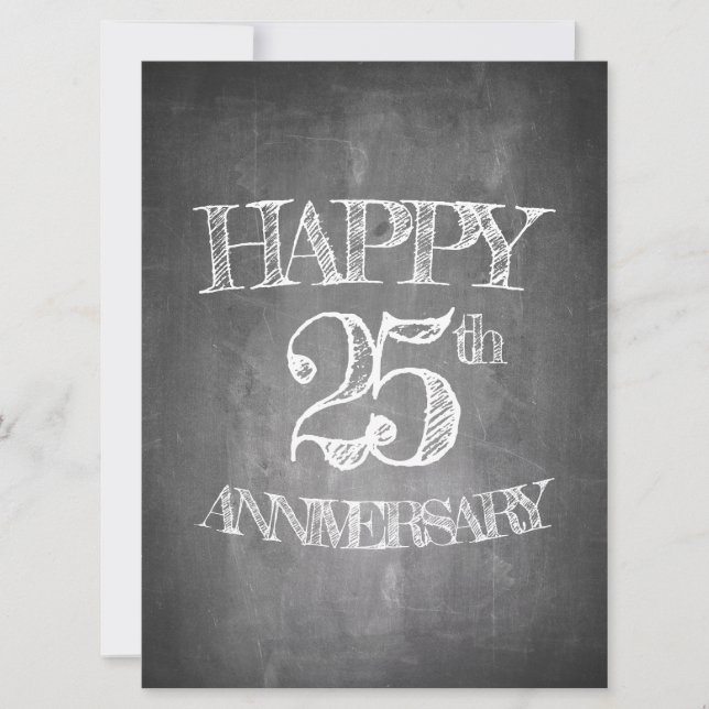 Feliz 25º aniversário em quadro de giz (Frente)