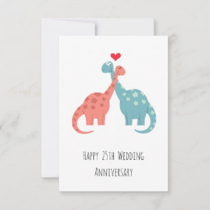 Feliz 25 Casamento de Aniversário Dinossauros Cute