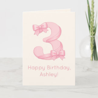 Feliz 3º Aniversário Cartão Personalizado para Beb
