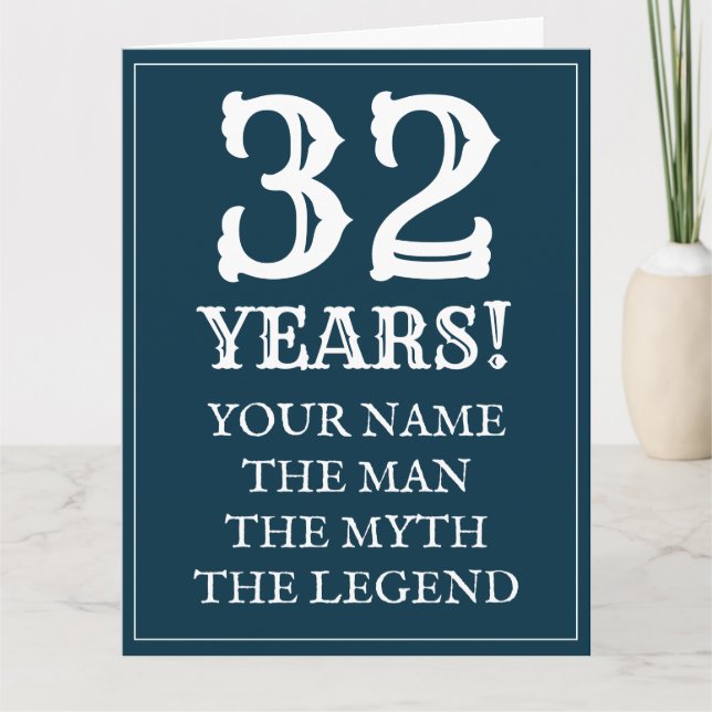 Feliz 32º Cartão de Aniversário para o namorado ou (Frente)