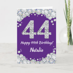 Feliz 44 Aniversário Roxo e Cartão de Lata Pratead