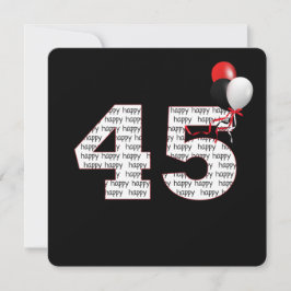 Feliz 45º aniversário do convite preto