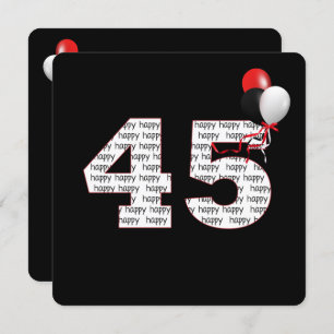 Feliz 45º aniversário do convite preto