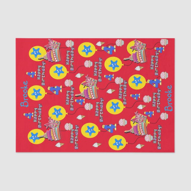 Feliz 4.º Aniversário Papel de Tecido #4 Aniversár (Frente )