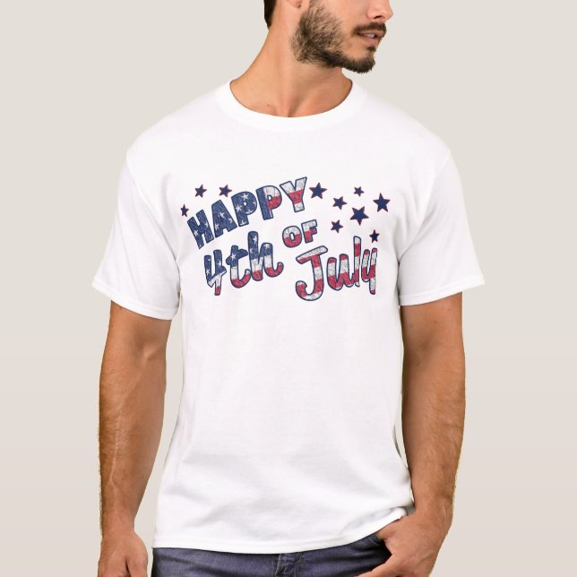 Feliz 4 de julho, American Flag T-Shirt (Frente)