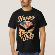 Feliz 4 de julho - Camiseta retrô da águia - Vinta