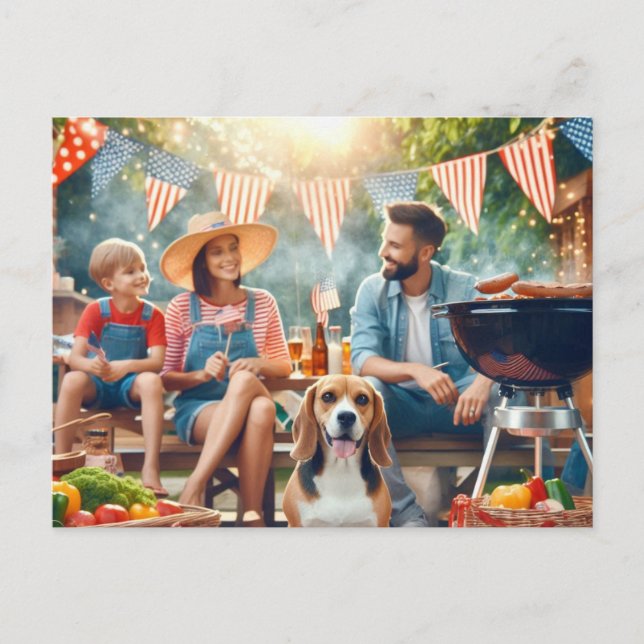 Feliz 4 de Julho Cartão Postal Familiar (Frente)