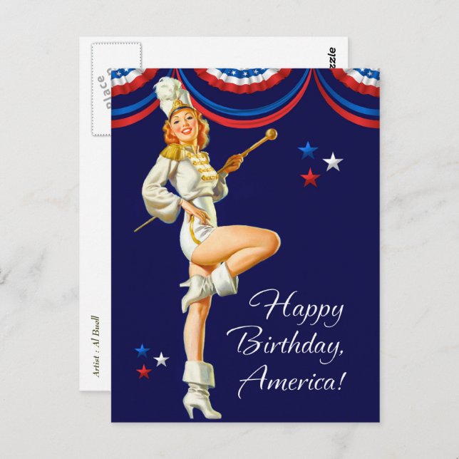 Feliz 4 de julho. Cartões postais de Design de pin (Frente/Verso)