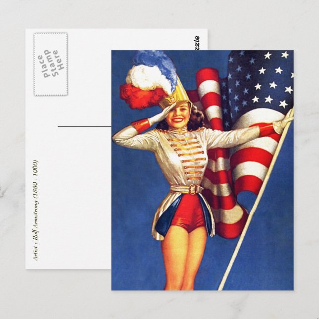 Feliz 4 de julho. Cartões postais de Design de pin (Frente/Verso)