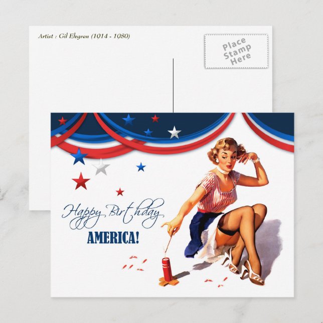 Feliz 4 de julho. Cartões postais de Design de pin (Frente/Verso)