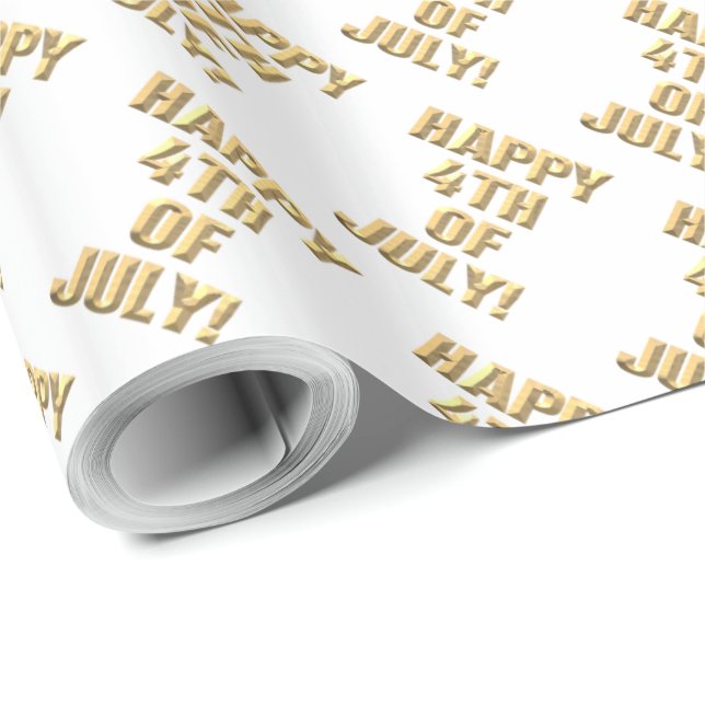 Feliz 4 de julho, papel de embrulho branco brilhan (Ponta do rolo)