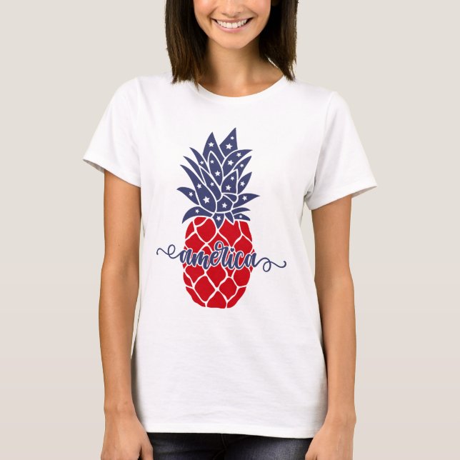Feliz 4 De Julho, Pineapple America Tee T-Shirt (Frente)