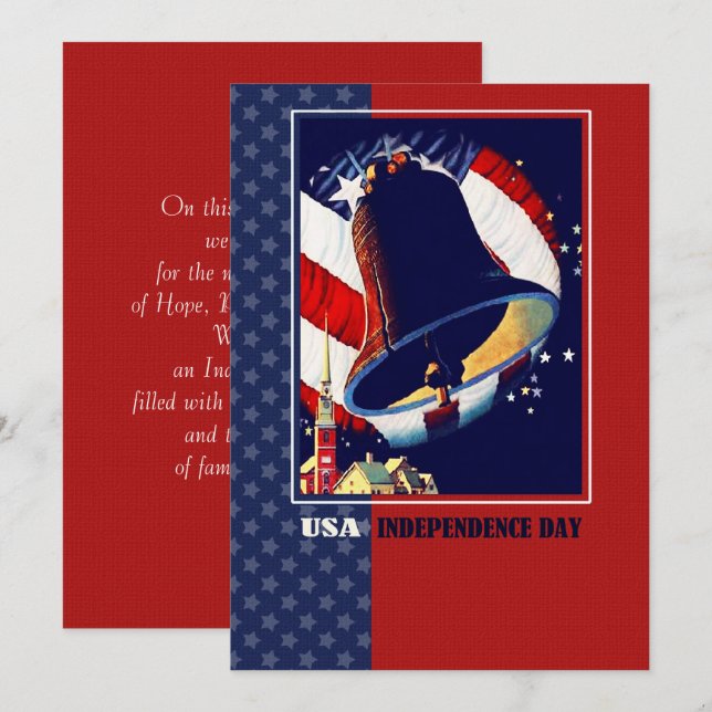 Feliz 4 de julho Vintage Liberty Bell Card (Frente/Verso)