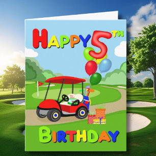 Feliz 5º Aniversário Cartão de Golfe Red Boys