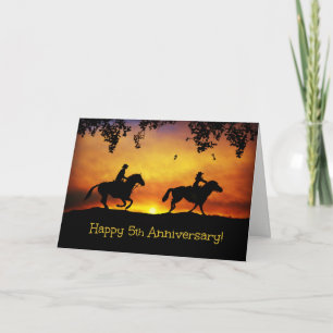 Feliz 5º Aniversário Cartão Western Rústico do Paí