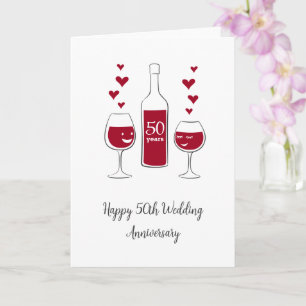 Feliz 50º aniversário de casamento Cartão de Coraç