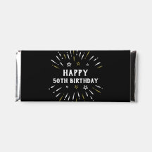 Feliz 50º Aniversário Fogos de Artifício Preto Bra