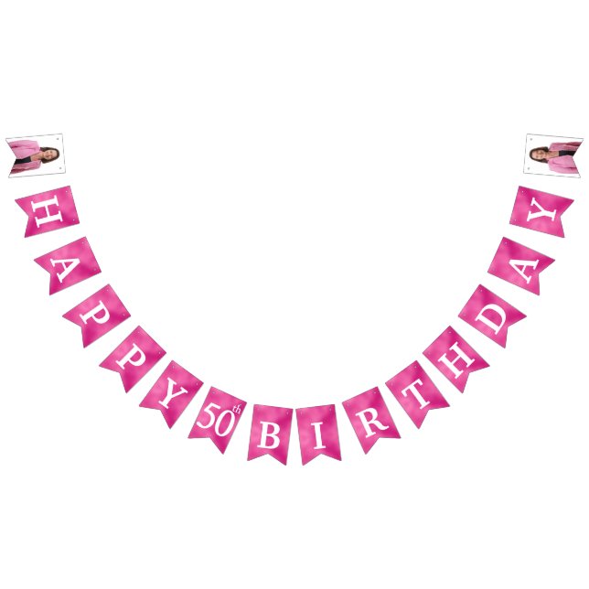 Feliz 50º aniversário Foto rosa Quente Bandeiras (Todos)