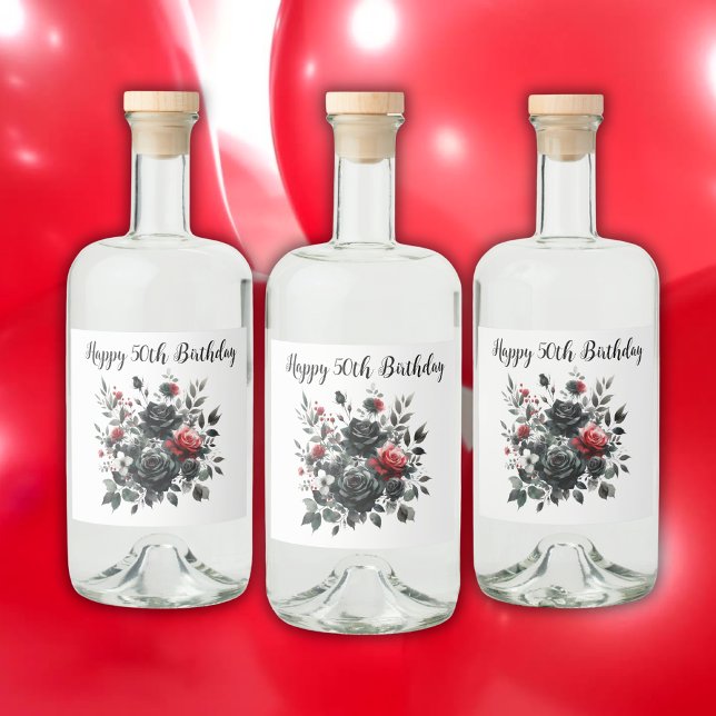 Feliz 50º aniversário, Rosas vermelhos e negros | (Criador carregado)