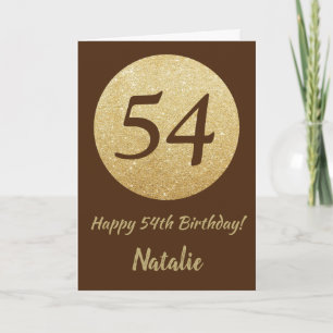 Feliz 54.º aniversário, Castanho e Cartão Dourado
