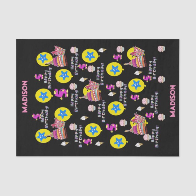 Feliz 5 de Aniversário Papel de Tecido #5 Aniversá (Frente )