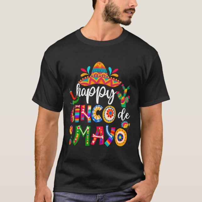 Feliz 5 De Maio Cinco Viva México Camisa Para Home (Frente)