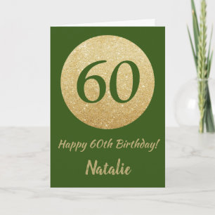 Feliz 60º Aniversário Cartão com Brilho Verde e Do