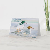 Feliz 60.º aniversário Cartão Merganser Duck Water