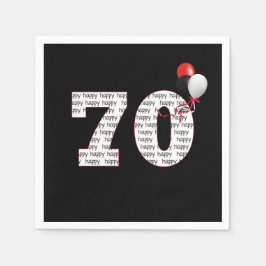 Feliz 70º Aniversário Em Guardanapos Pretos