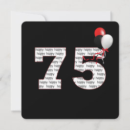Feliz 75º aniversário do convite preto