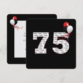 Feliz 75º aniversário do convite preto