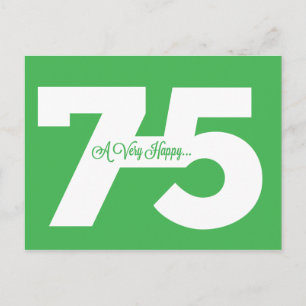 Feliz 75.º aniversário Cartões postais - em verde