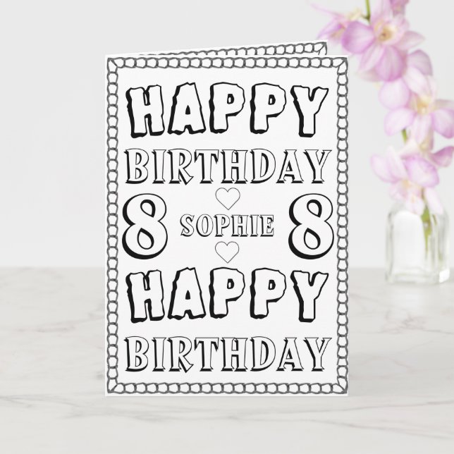 Feliz 8.º Aniversário - Cartão de Coração (Orquídea)