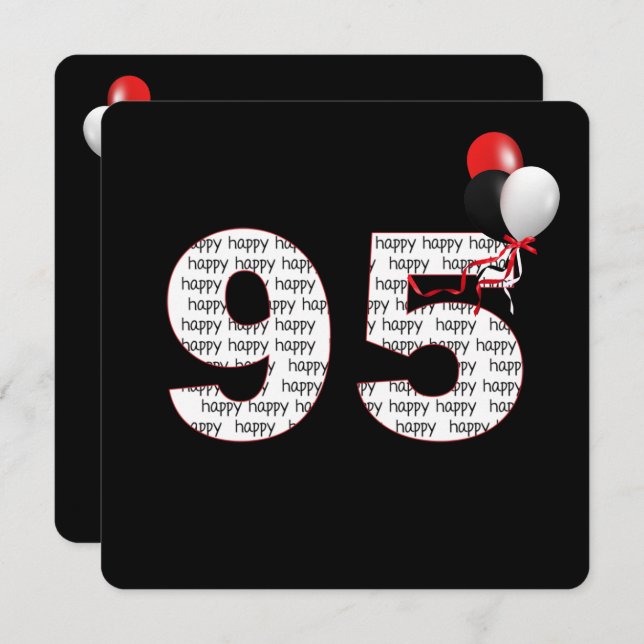 Feliz 95º aniversário do convite preto (Frente/Verso)