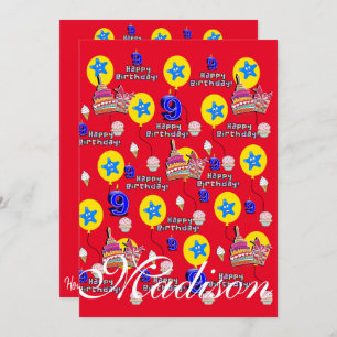 Feliz 9.º Aniversário Convite Aniversário #9 Verme