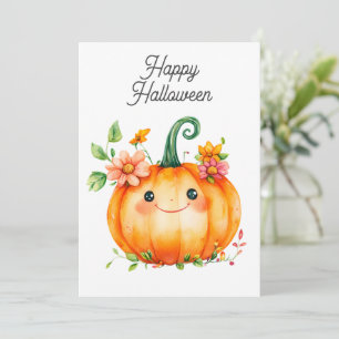 Feliz Abóbora de Aquarela em Flores para o Dia das