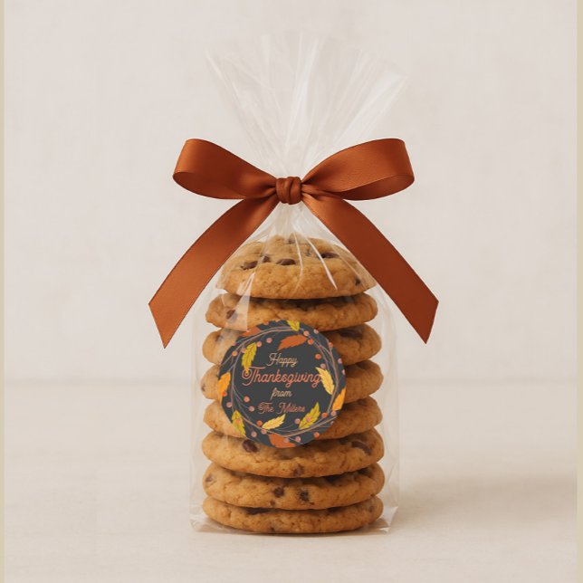 Feliz Ação de Graças Adesivo Redondo Personalizado (Criador carregado)