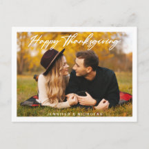 Feliz Ação de Graças Script Foto Cartão Postal