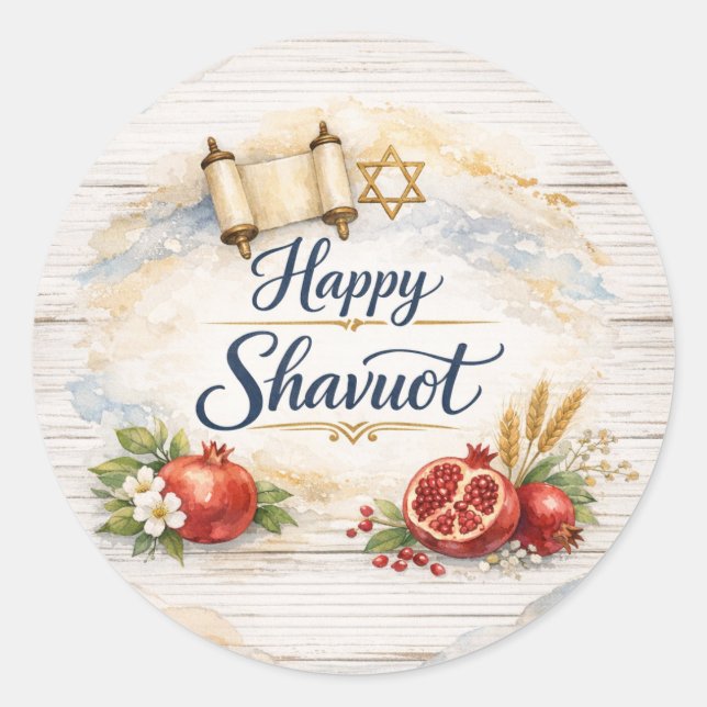 Feliz Adesivo de Shavuot, Chag Shavuot Sameach (Frente)