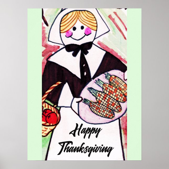 FELIZ AGRADECIMENTO A PILGRIM LADY POSTER (Frente)