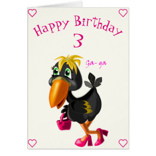 Feliz Aniversário 3 Pássaro de Moda de Cartão Adic