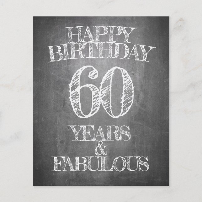 Feliz Aniversário - 60 Anos & Fabuloso em chalkboa (Frente)