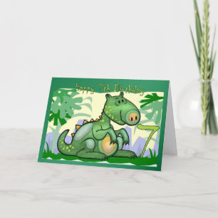 Feliz Aniversário 7 de Cartão de Dinossauro