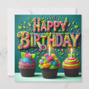 Feliz Aniversário a cumprimentar os cartões