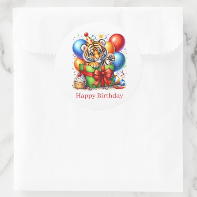 Feliz Aniversário Adesivos de Tigre (Bolsa)