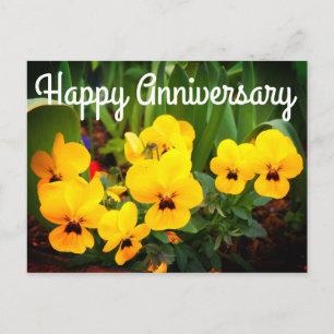 Feliz Aniversário Amarela Violeta #1 Cartão Postal