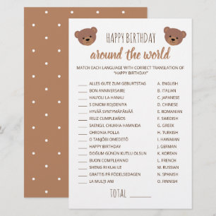 Feliz Aniversário ao Redor do Mundo Jogo Urso de P